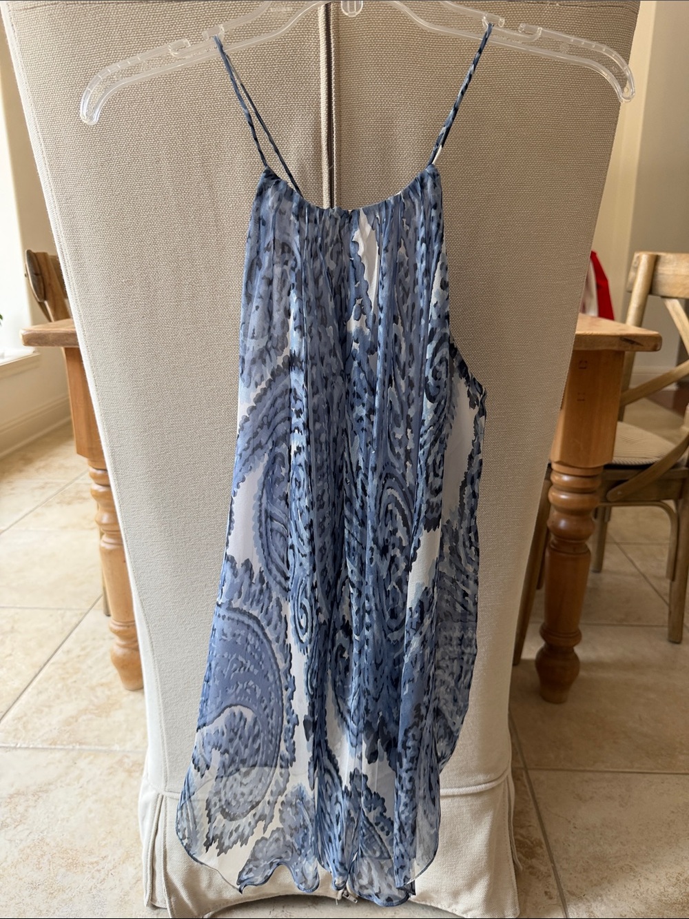 Milly Blue and White Paisley silk top - Picture 4 of 5